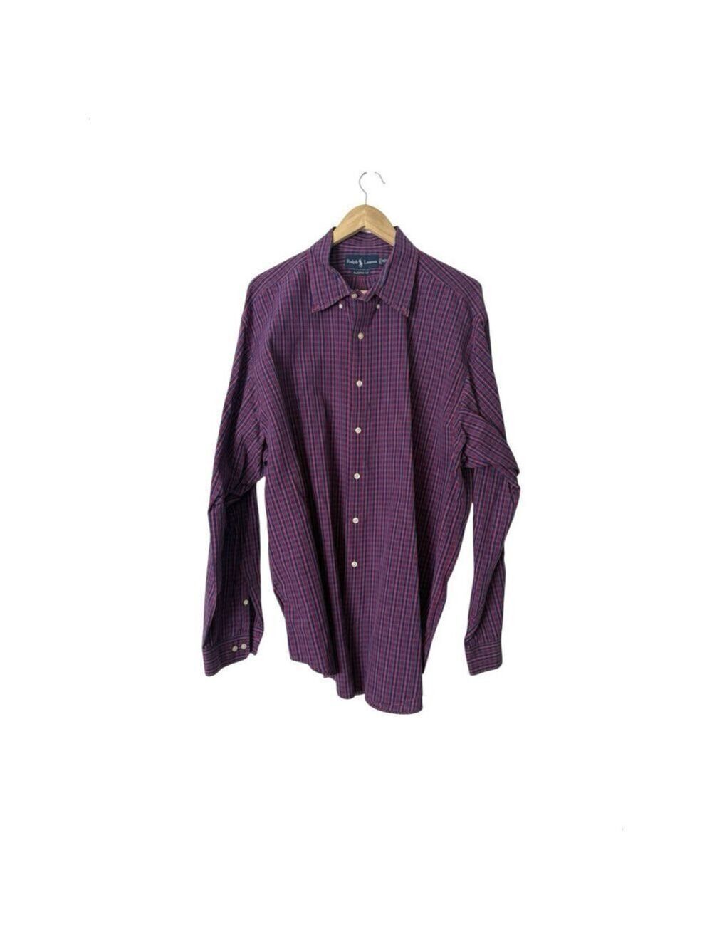 Ralph Lauren Checked Mens Button Down Shirt Sz XXL/18 Red Preppy Classic Fit